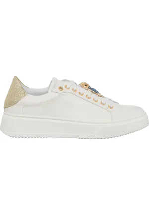Loretta Pettinari Sneakers en Cuir Gufo blanc/doré
