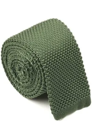 Atelier Privé Cravate fine en maille tricot KAKI