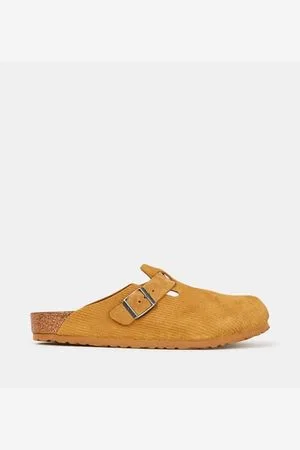 Birkenstock Mules Boston en cuir daim estampé Corduroy