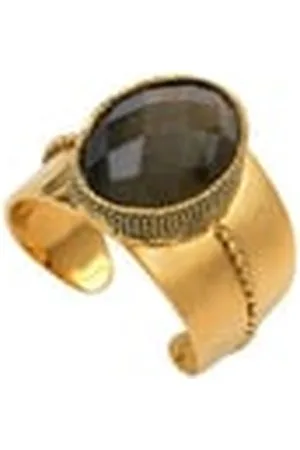 SATELLITE Bague labradorite métal doré RAN72 - gris