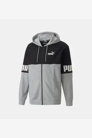 PUMA Sweat coton molleton bicolore zippé capuche