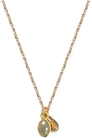 NILAÏ Collier délicat et sensuel pierre naturelle Calcédoine Aqua doré à l