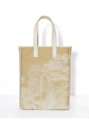Le Jacquard FranÇais Cabas porté main Paysage 100% coton Enduction 80% acrylique / 20% polyuréthane . Garniture : Cuir de Bovin