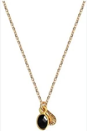 NILAÏ Collier délicat et sensuel pierre naturelle Agate Noire doré à l