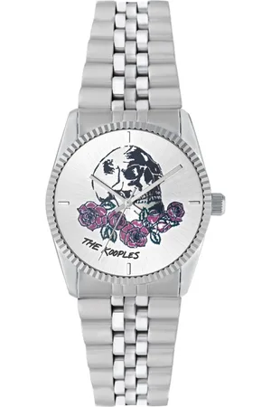 The Kooples Montre Homme Skull & Roses - TKW818 Bracelet Acier Argenté