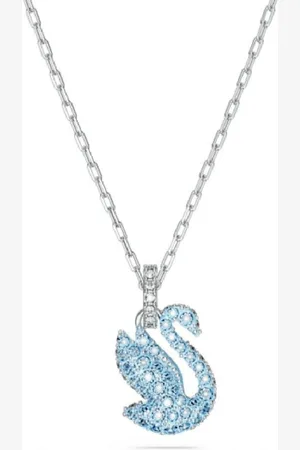 Swarovski Pendentif Swarovski Iconic Swan Cygne Petit Bleu Métal rhodié