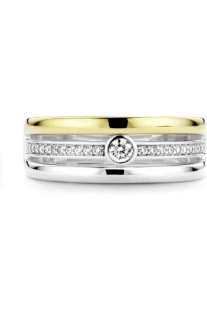 Ti Sento Bague 12094ZY - Bague Argent Doré 3 Rangs Zirconium Femme