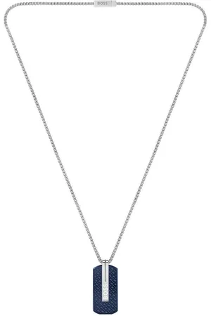 HUGO BOSS Collier Homme avec Pendentif Bleu
