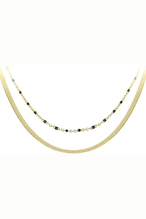 Angèle M Bijoux Lot de deux Colliers femme Angèle M B2304-DORE+B2394-NOIR