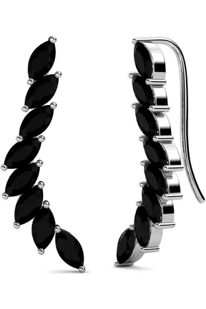 Myc-Paris Boucles d?oreilles Femme - DE0340-S-BK Laiton Argent Noir