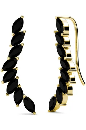 Myc-Paris Boucles d?oreilles Femme - DE0340-G-BK Laiton Doré Noir