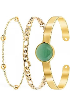 Angèle M Bijoux Lot de trois Bracelets Femme Angèle M B2371-DORE+B2384-DORE+B2494-VERT