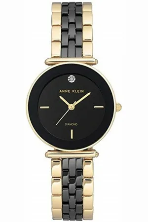 Anne Klein Montre AK-3158BKGB - Montre Diamant Bracelet Céramique Boîtier Aluminium Femme