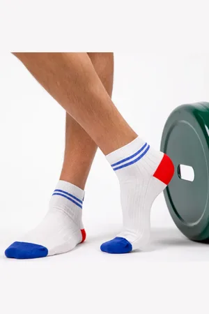 Billybelt Chaussettes en coton peigné Mi-hautes - , rayé bleu