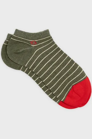 Billybelt Socquettes en coton peigné A rayures fines - Kaki, rayé
