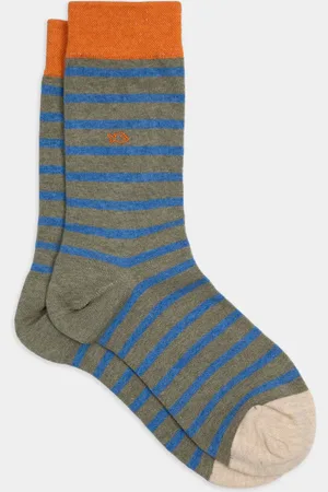 Billybelt Chaussettes en coton peigné A rayures larges - , rayé bleu