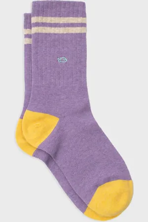 Billybelt Chaussettes en coton peigné Retro - Violet, rayé