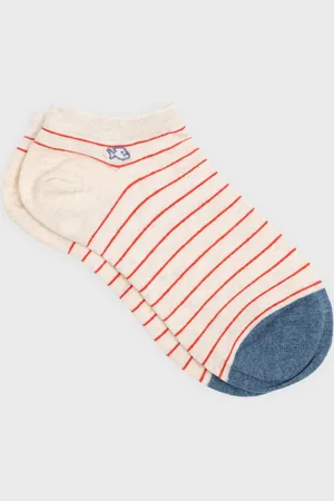 Billybelt Socquettes en coton peigné A rayures fines - , rayé rouge