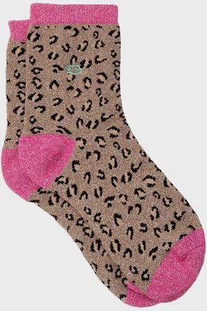Billybelt Chaussettes pailletées en coton peigné Léopard