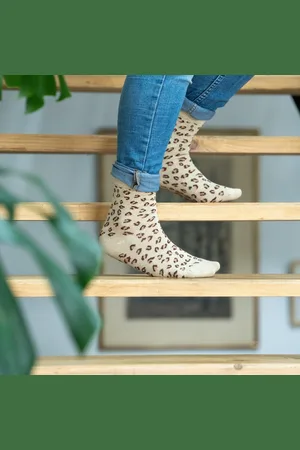 Billybelt Chaussettes pailletées en coton peigné Léopard
