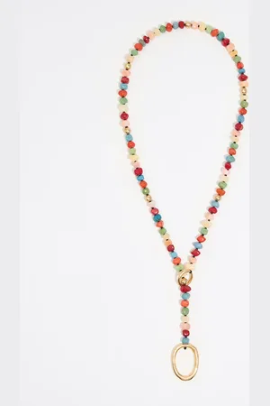 Bimba y Lola Collier pierres multicolores et rondelle dorée