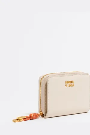 Bimba y Lola Porte-cartes rabat cuir blanc cassé