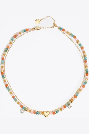 Bimba y Lola Collier pierres multicolores et cœur doré
