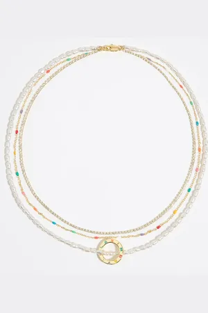 Bimba y Lola Collier logo cristaux multicolores