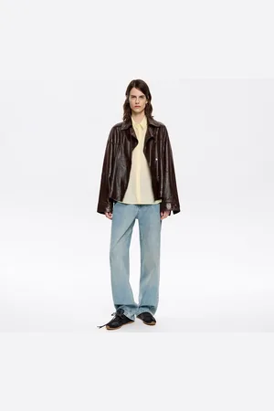 Bimba y Lola Blouson cuir satiné marron foncé