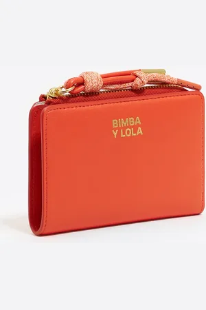 Bimba y Lola Porte-cartes cuir corail acide