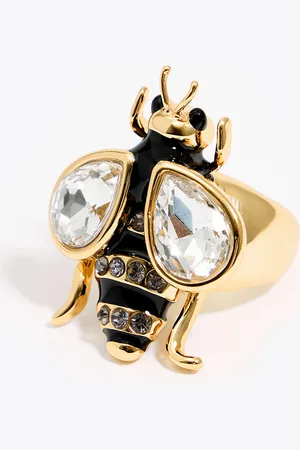 Bimba y Lola Bague abeille noire avec cristaux