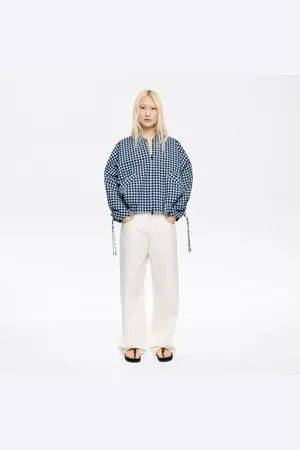 Bimba y Lola Blouson bomber texturé carreaux bleu poudré