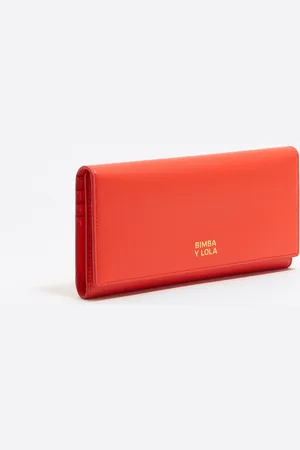 Bimba y Lola Portefeuille continental cuir corail acide