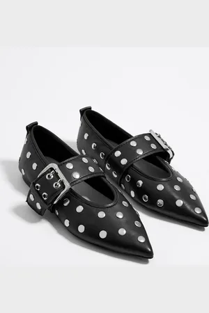 Bimba y Lola Ballerine clous cuir noire