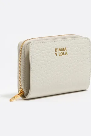 Bimba y Lola Porte-cartes rabat cuir blanc cassé