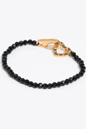 Bimba y Lola Bracelet cristaux noirs et cœur avec logo