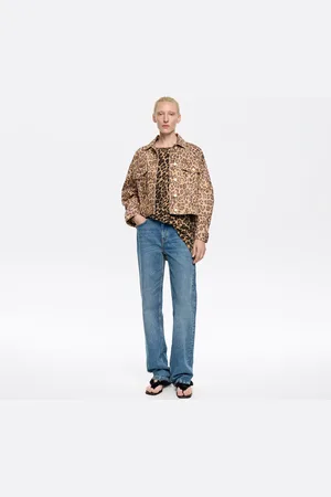 Bimba y Lola Blouson jean oversize Leopard naturel