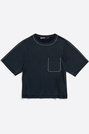 Bimba y Lola T-shirt boxy pierreries noir