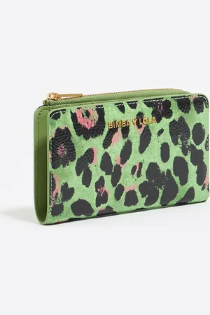 Bimba y Lola Porte-cartes Leopard vert