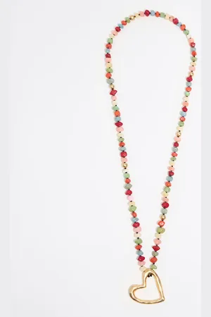 Bimba y Lola Collier pierres multicolores cœur doré