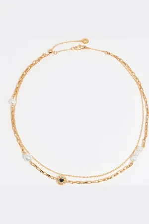 Bimba y Lola Collier logo cœur double chaîne