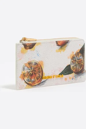Bimba y Lola Protège-cartes/porte-monnaie texture caviar Lemons ivoire