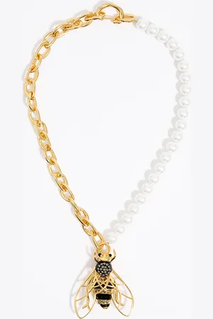 Bimba y Lola Collier perles et chaîne avec abeille noire