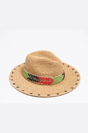 Bimba y Lola Chapeau papier raphia naturel broderies multicolores