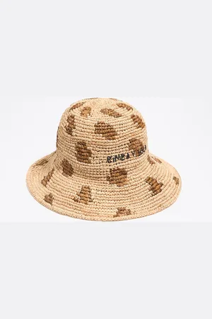 Bimba y Lola Bonnet raphia léopard
