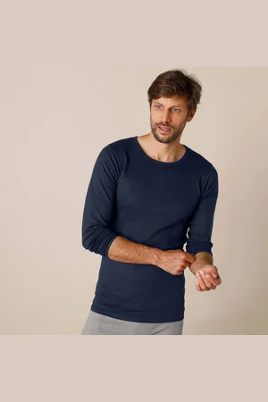 Thermoperle Tee-shirt Sous-vêtement Homme Col Rond Manches Longues Chaleur Douce - Lot De 2