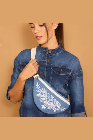 BLANCHEPORTE Sac Banane Effet Jean, Brodé Et Zippé