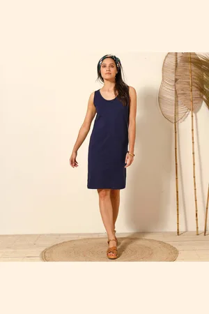 BLANCHEPORTE Robe Sans Manches Unie, Maille Stretch