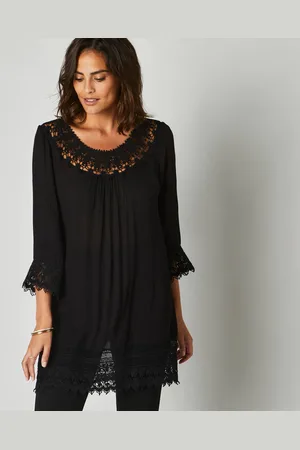 Lora Zellini Tunique Macramé Manches 3/4, Crépon