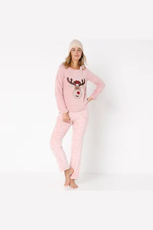 BLANCHEPORTE Pyjama Manches Longues Maille Polaire Motif "renne"